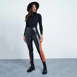 I Saw It First Colour Block Pu Skinny Trousers