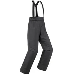 WEDZE KIDS’ WARM AND WATERPROOF SKI TROUSERS 100 DARK GREY